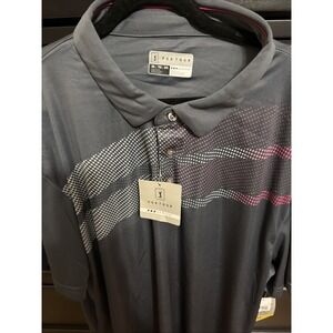 NWT PGA Tour Pro Series Gradient‎ Print Polo Shirt Gray Athletic Fit Stretch